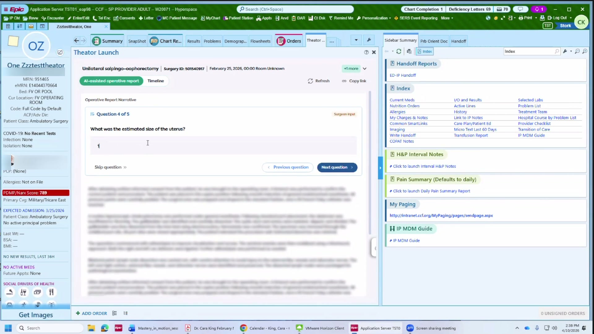 Save and Generate Report button